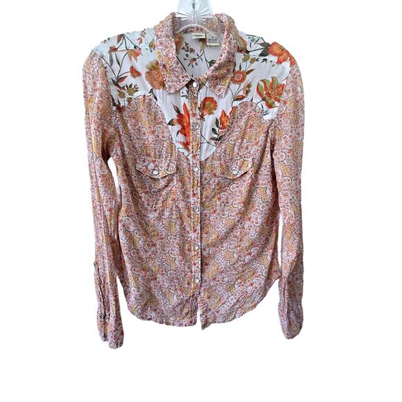 Johnny Cotton -  Women's Western Style Floral Print Button-Up Blouse, Size 3 - Picture 1 of 3